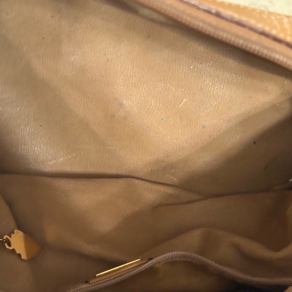 Vintage Gucci Beige and Tan Satchel with Red and Green Stripe pristine - Picture 5 of 7
